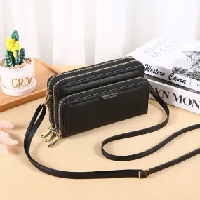 Lonny New Women's Long Wallet Double-Layer Double Zipper Large-Capacity Handbag Multi-Functional Fashion Shoulder Bag