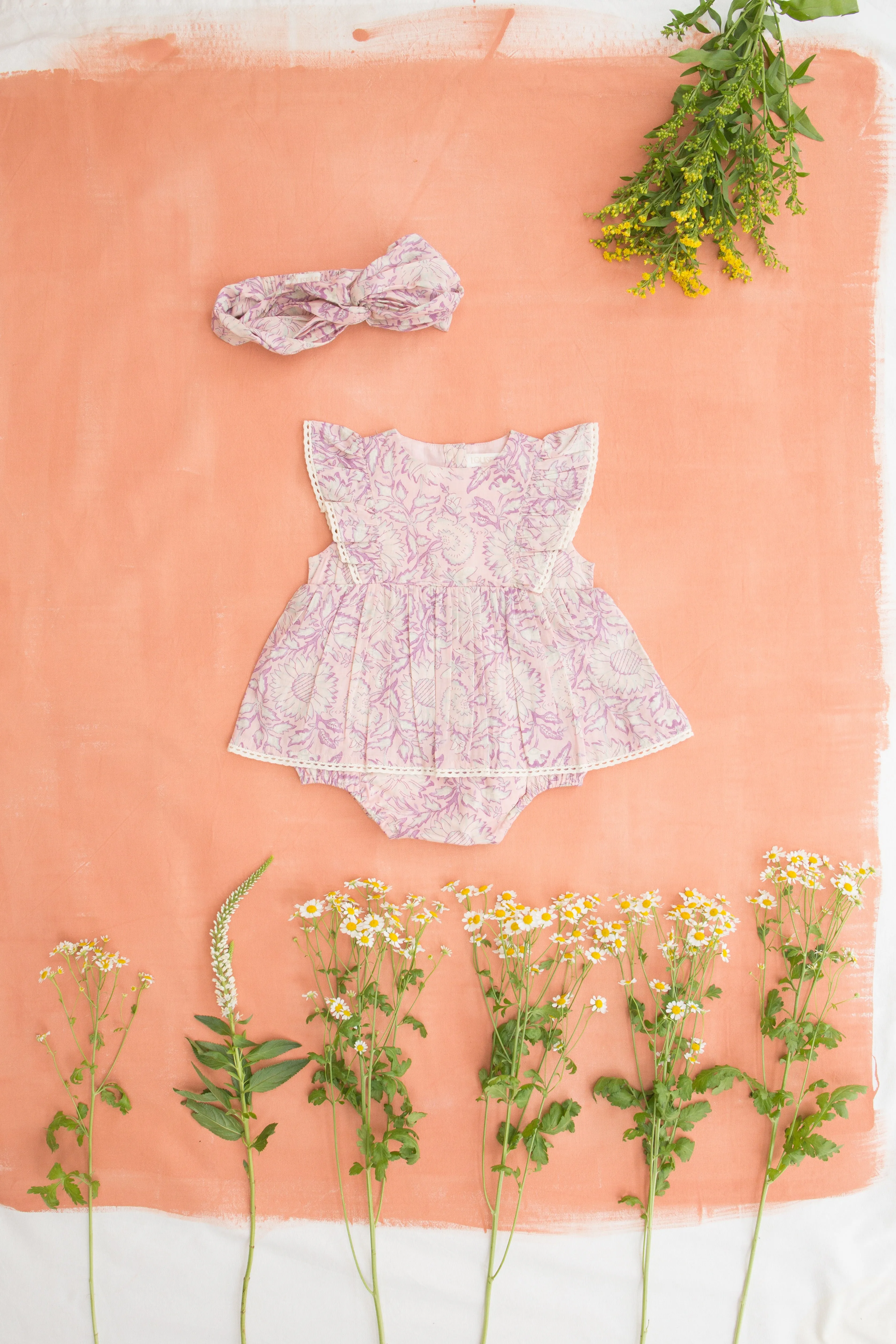 Louise Misha Lena Romper - Pink Daisy Garden