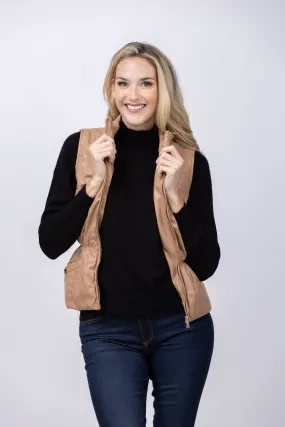 Love Token Chloe Puffer Vest in Camel