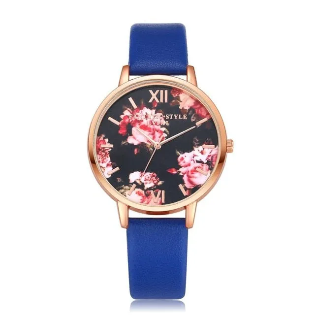 Lvpai Women Watch Casual Flower Printed Clock Faux Leather Bracelet Roman Ladies Dress Watch Quartz Wristwatch Relogio feminino