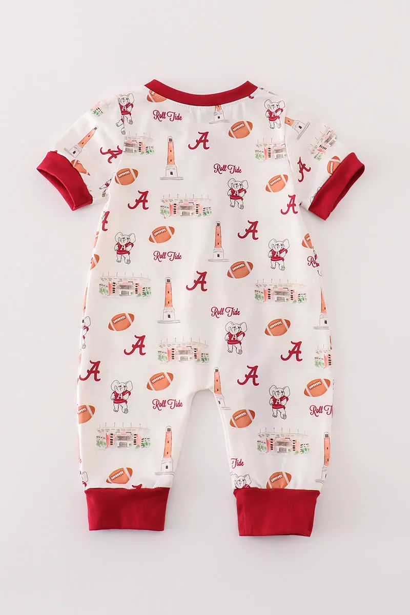 Maroon roll tide football boy romper