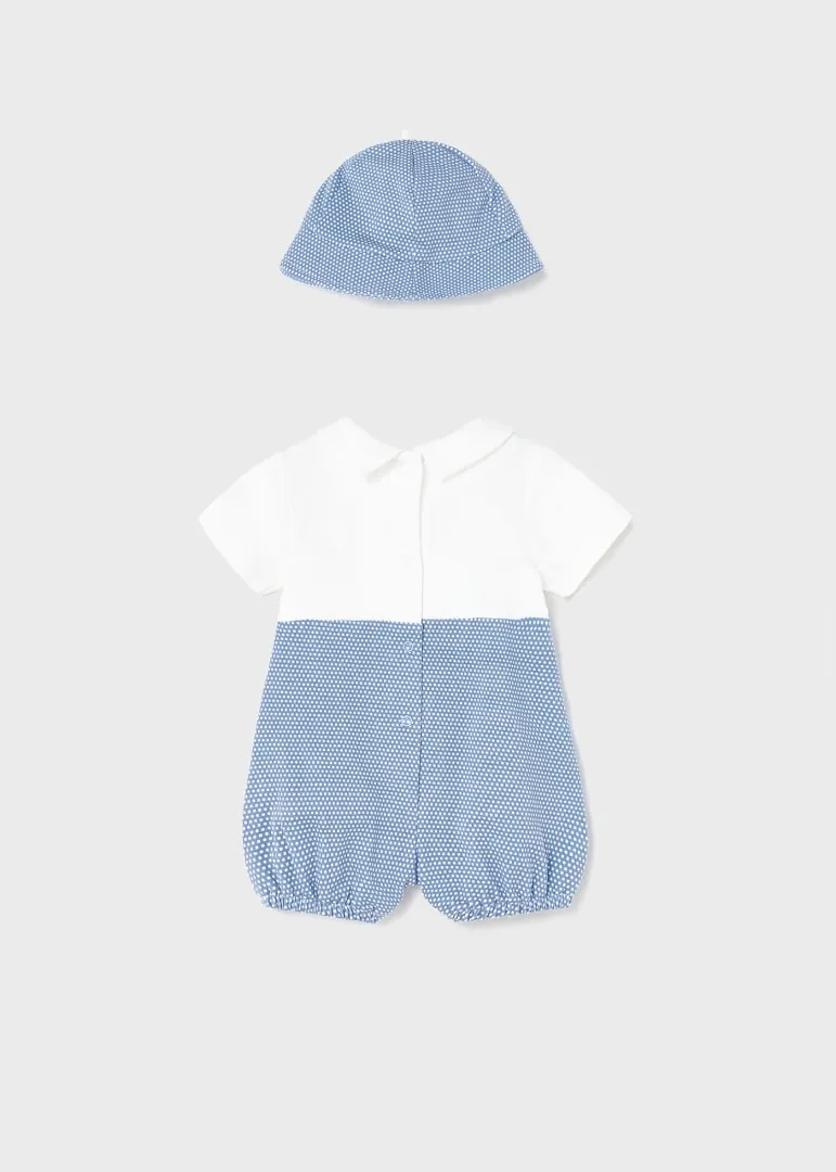 Mayoral Baby Blue Romper with Hat