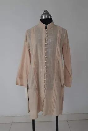 Mehr - Beige Irish Cotton Front Open Tunic SS025 -1 Piece