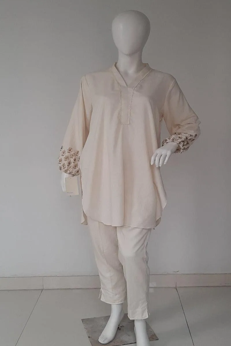 Mehr - cream irish block print tunic with pants SS030 - 2 Piece