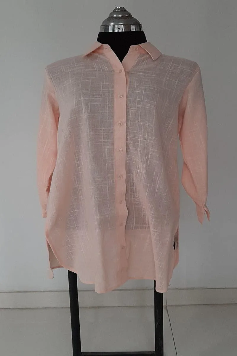 Mehr - peach cotton  front open tunic SS010 - 1 Piece