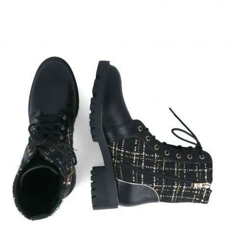 Menbur Calendula Lace Up Boot with Tweed Detail