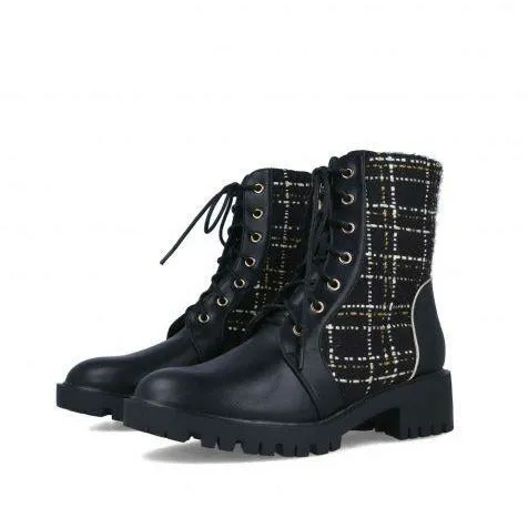 Menbur Calendula Lace Up Boot with Tweed Detail