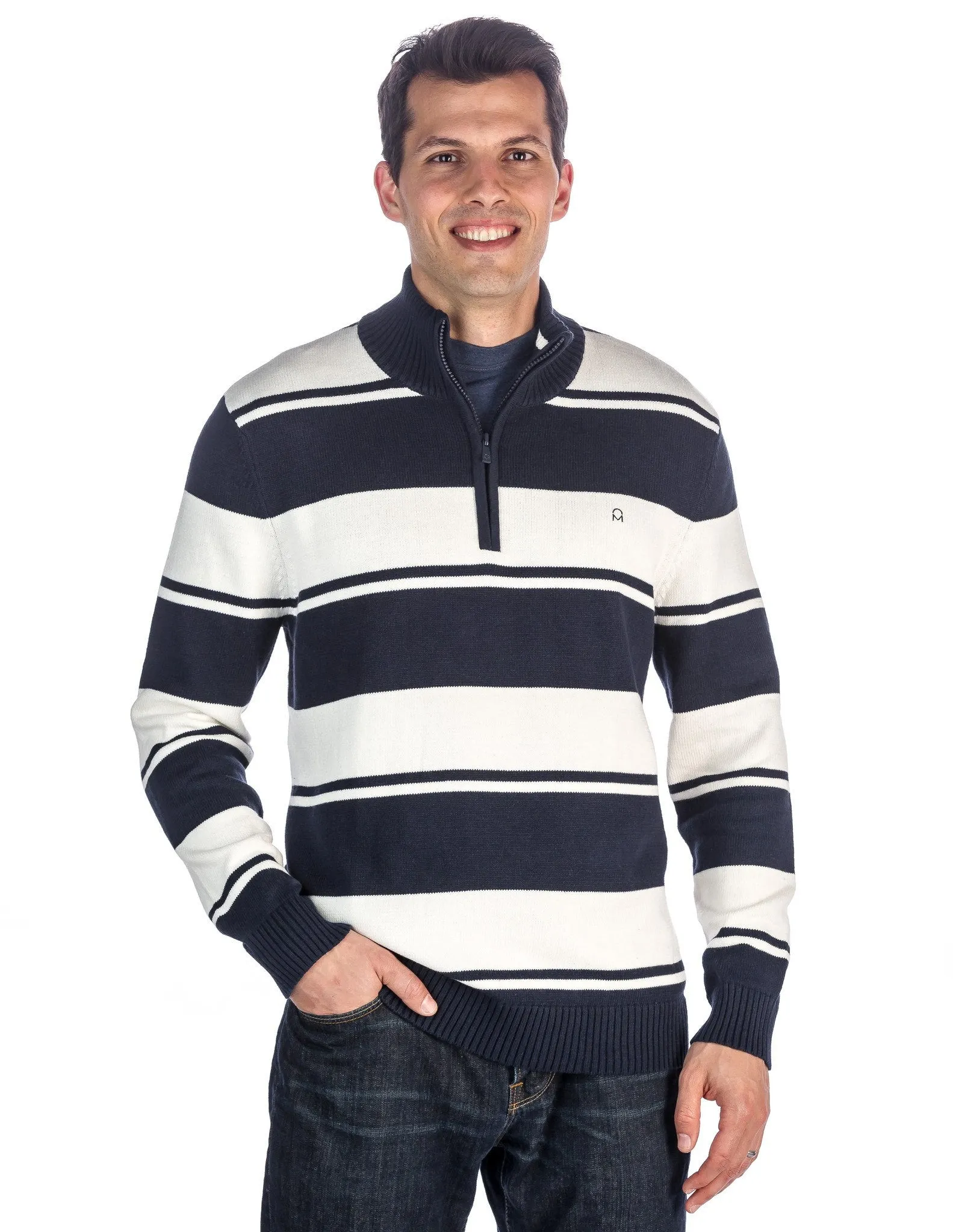 Men's 100% Cotton Half-Zip Pullover Sweater