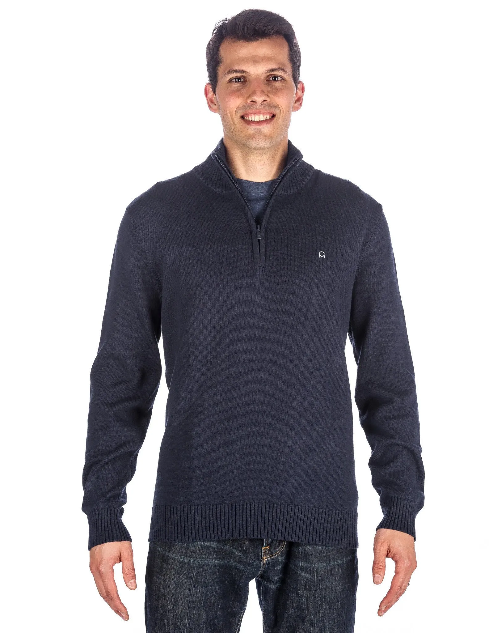 Men's 100% Cotton Half-Zip Pullover Sweater