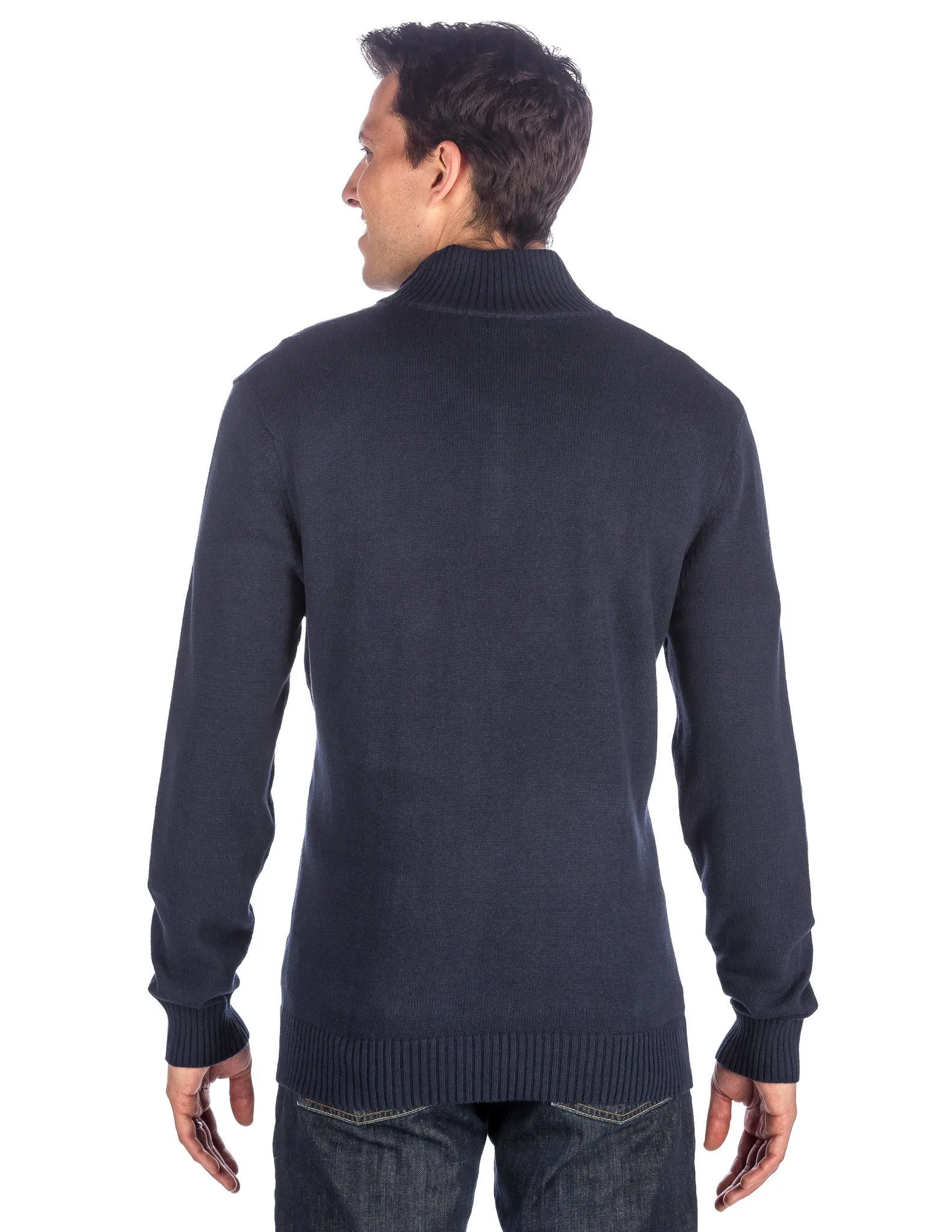 Men's 100% Cotton Half-Zip Pullover Sweater