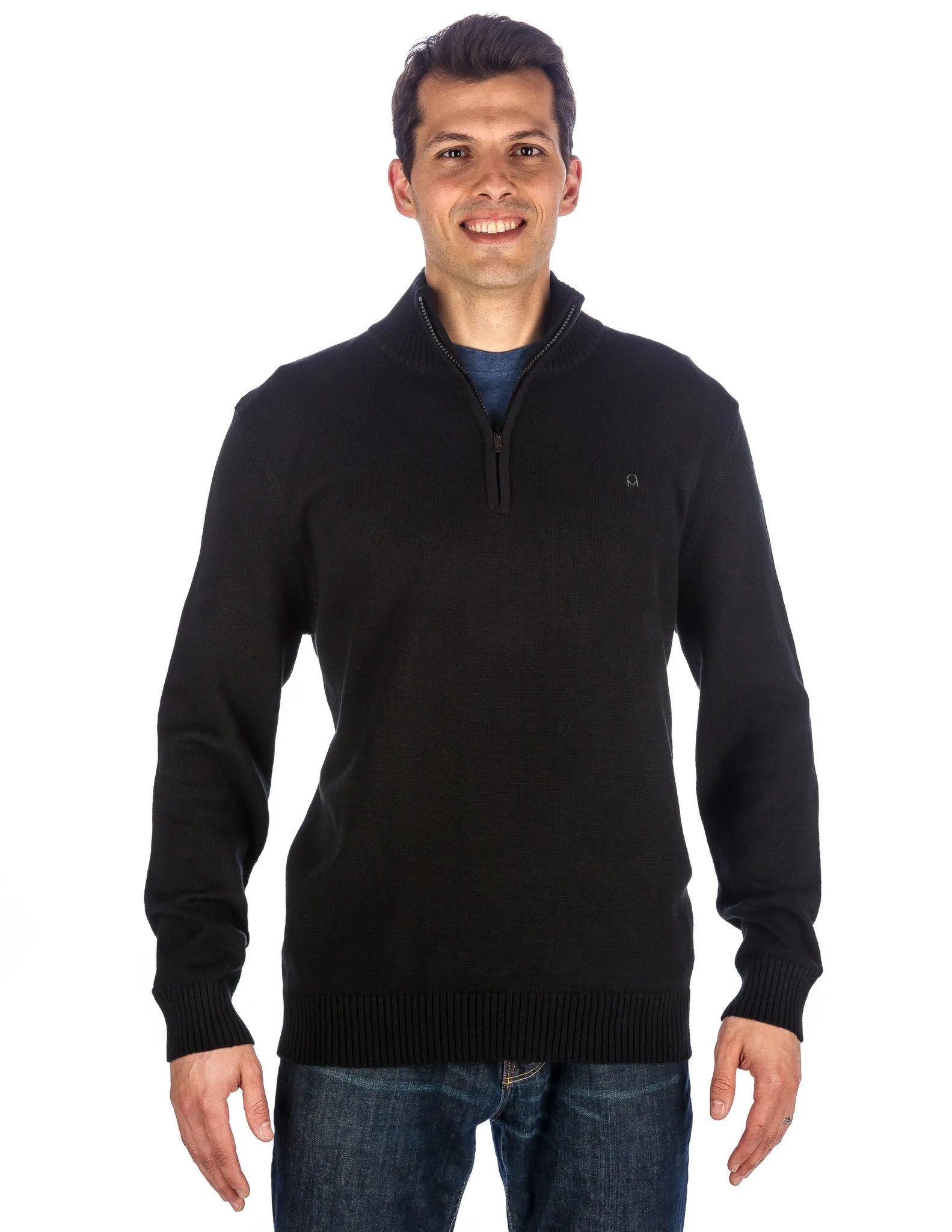 Men's 100% Cotton Half-Zip Pullover Sweater