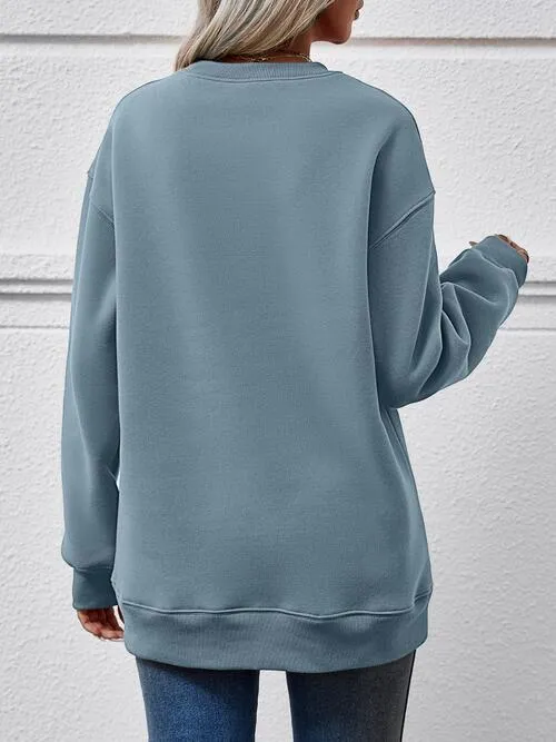 MERRY CHRISTMAS Round Neck Dropped Shoulder Sweatshirt