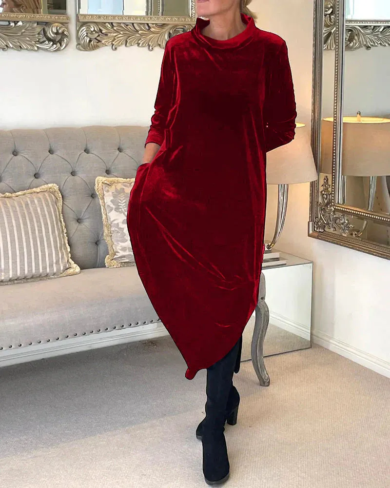 Milly - Stylish velvet dress with pockets