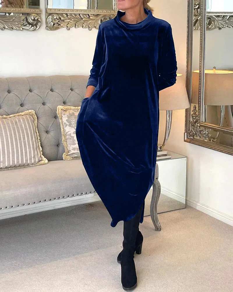 Milly - Stylish velvet dress with pockets