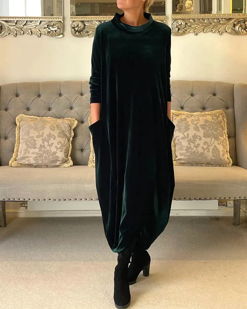 Milly - Stylish velvet dress with pockets