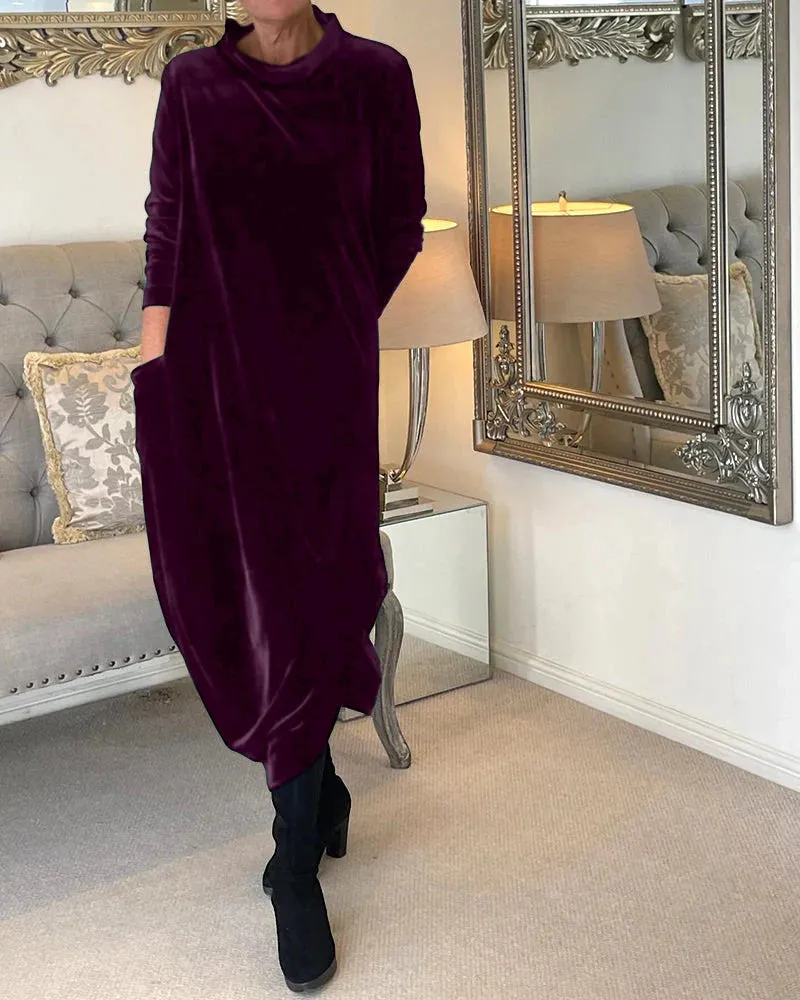 Milly - Stylish velvet dress with pockets