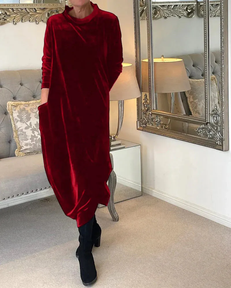 Milly - Stylish velvet dress with pockets