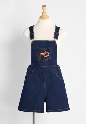 ModCloth x Princess Highway Embroidered Denim Shortalls