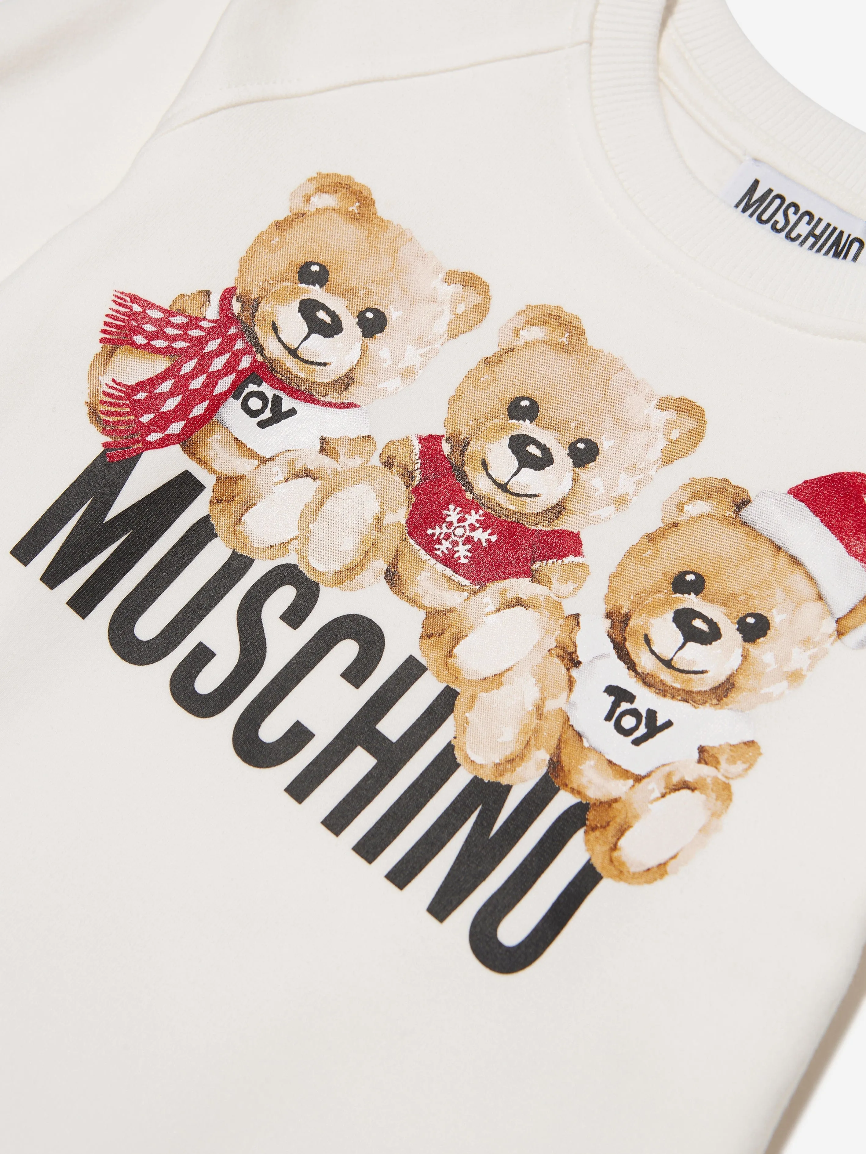 Moschino Girls Teddy Logo Sweater Dress in Ivory