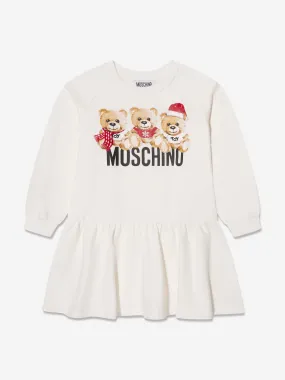 Moschino Girls Teddy Logo Sweater Dress in Ivory