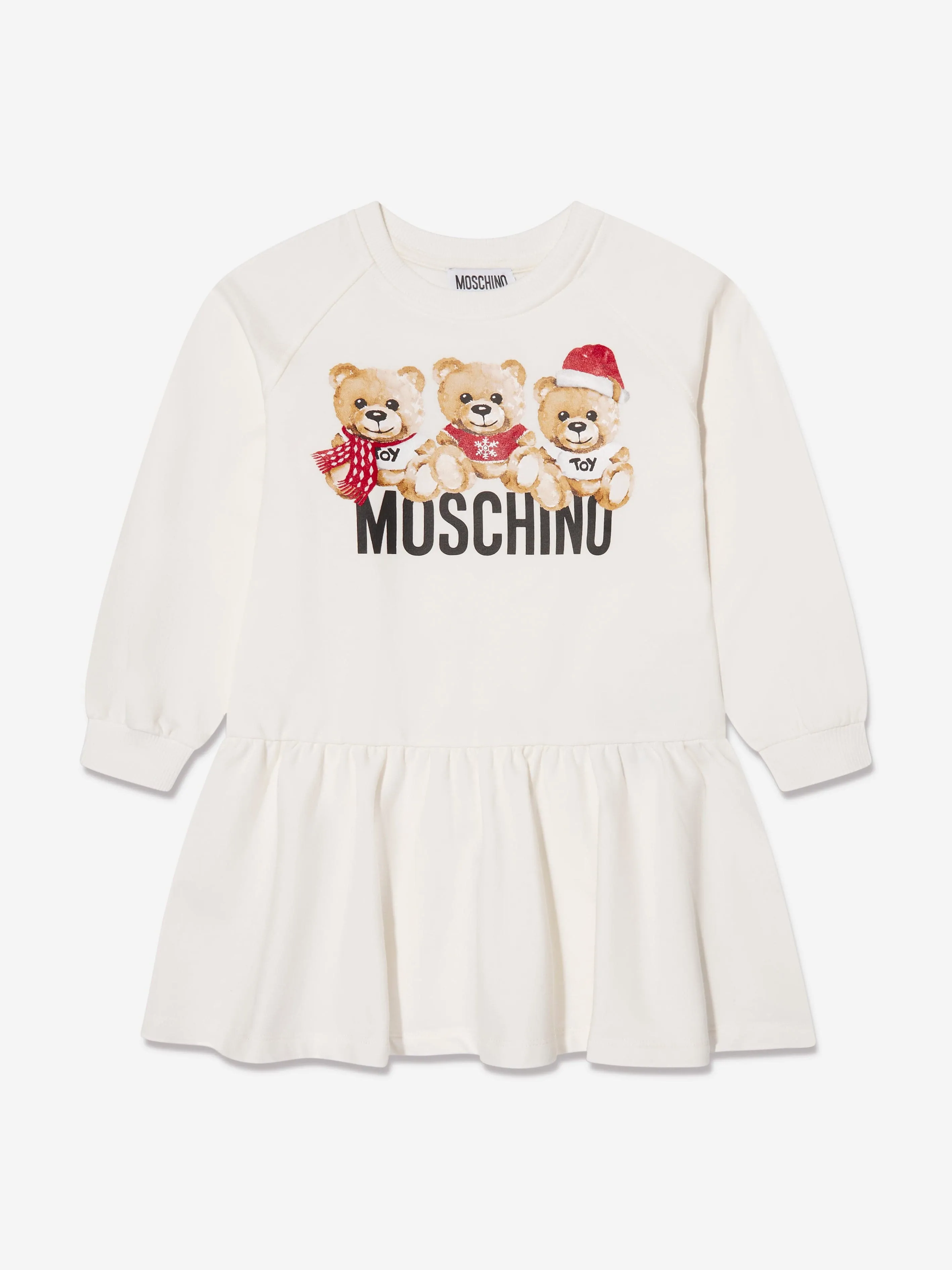 Moschino Girls Teddy Logo Sweater Dress in Ivory