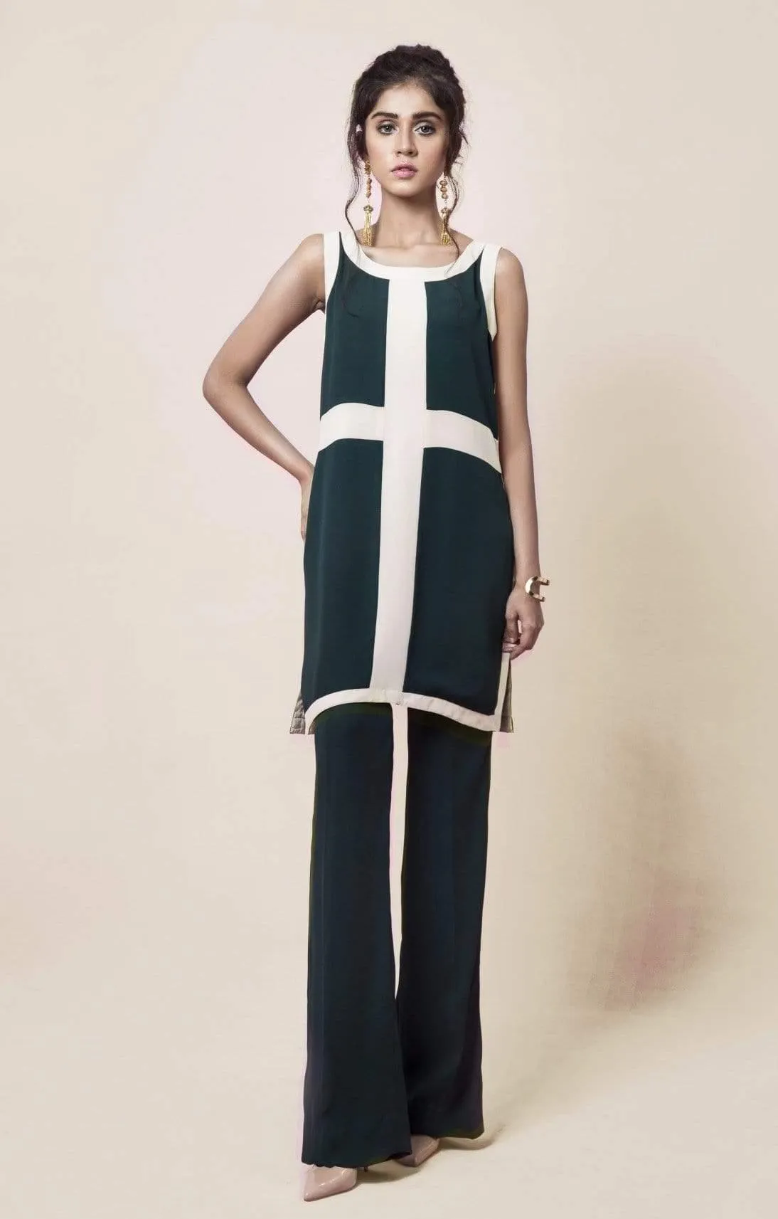 Natasha Kamal - Hand-Stitched Geometric Colour Block Tunic (One Piece)