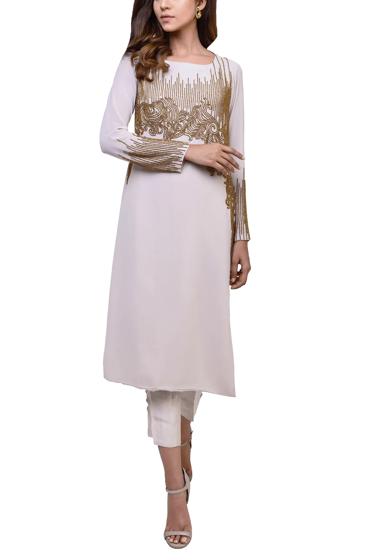 Natasha Kamal -  Leia Georgette Tunic With Lining & Raw Silk Trousers