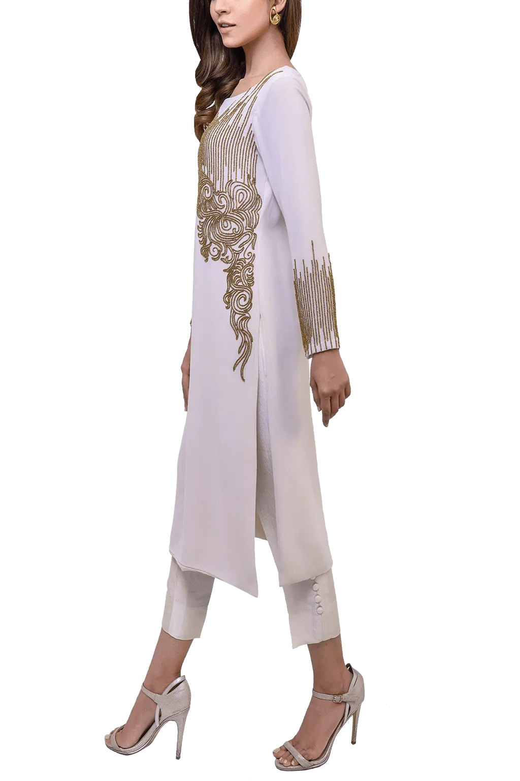 Natasha Kamal -  Leia Georgette Tunic With Lining & Raw Silk Trousers