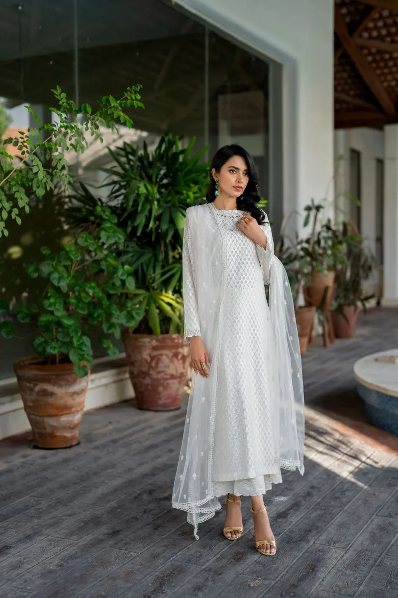 Natasha Kamal - Roman - white - Embroidered Silk - 3 Piece