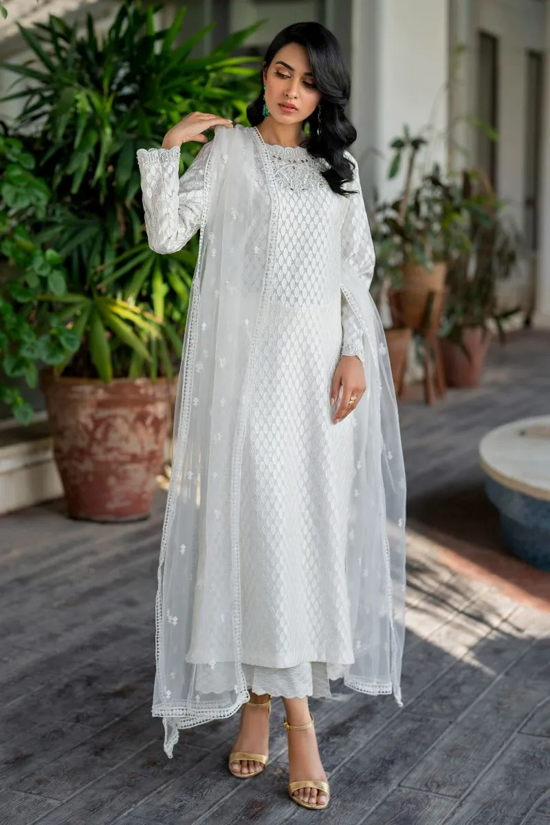 Natasha Kamal - Roman - white - Embroidered Silk - 3 Piece