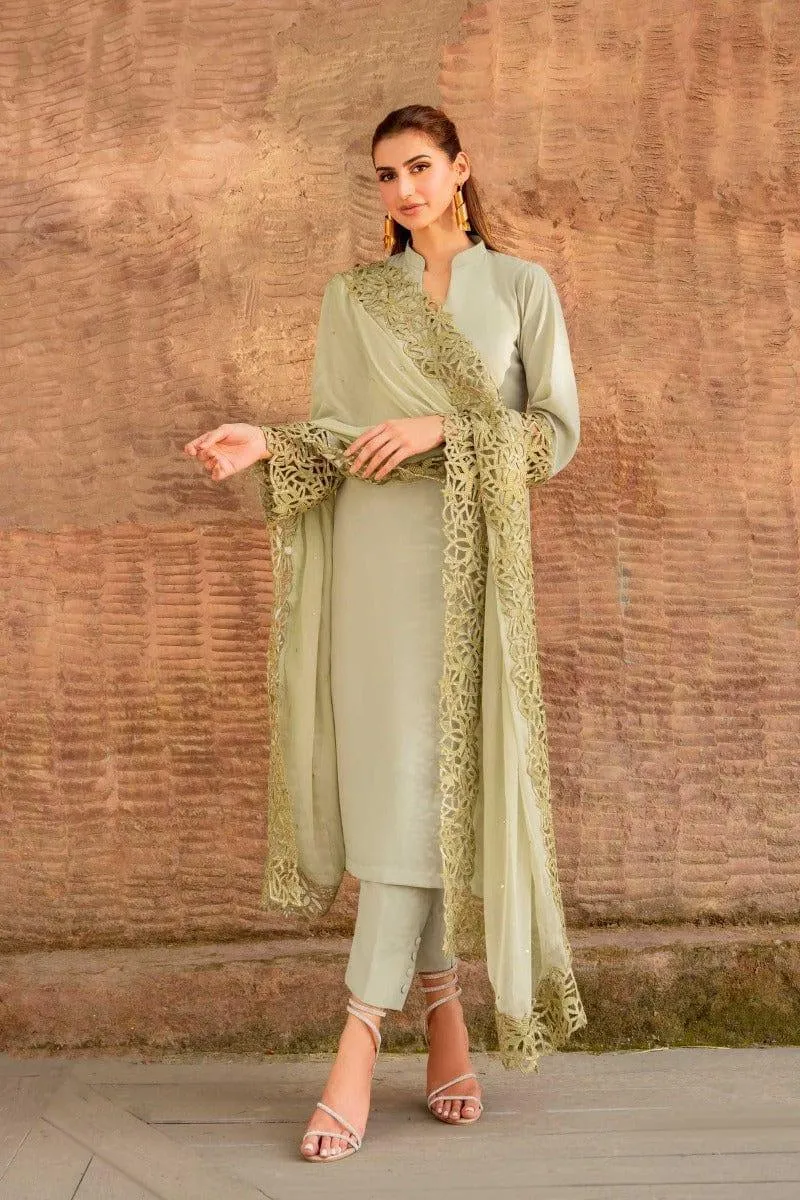 Natasha Kamal - Tea Green Embroidered 3 Piece - Isabelle