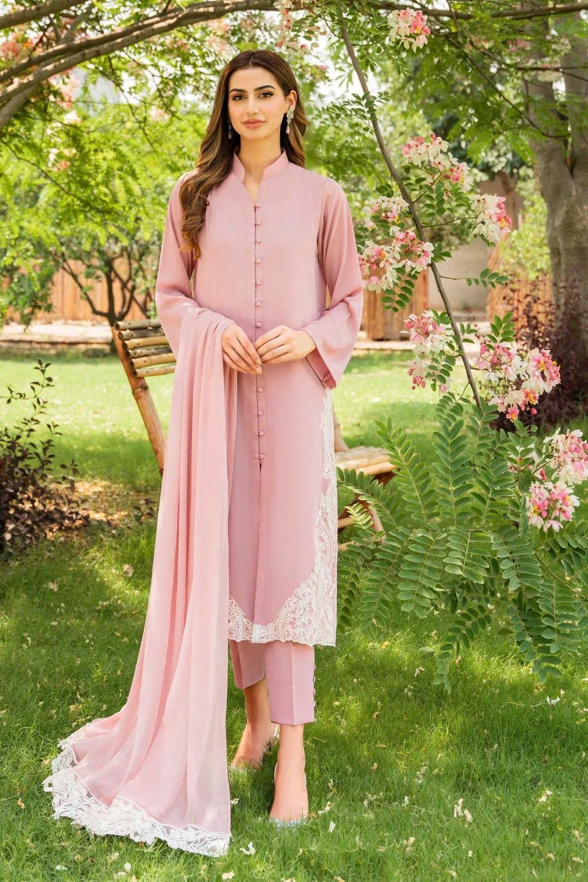 Natasha Kamal - Tea Pink Embroidered 3 Piece - Julia