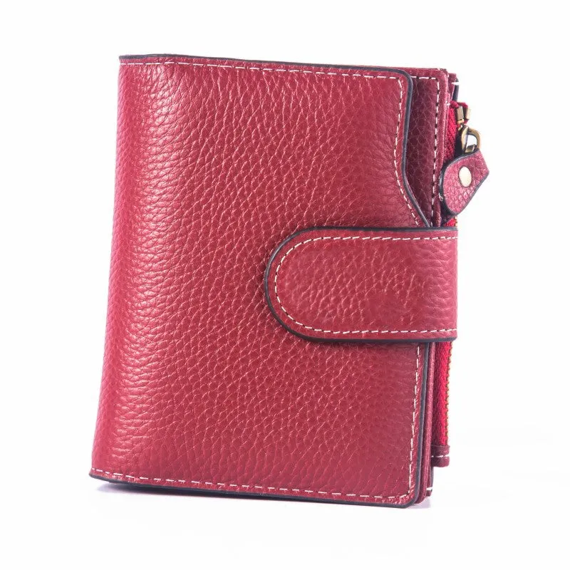 New Hot Sale Women's Leather Wallet Short HOTan and NEWn Oil Wax Cowhide Women's Multi-Functional Multi-Card-Slot Coin Purse