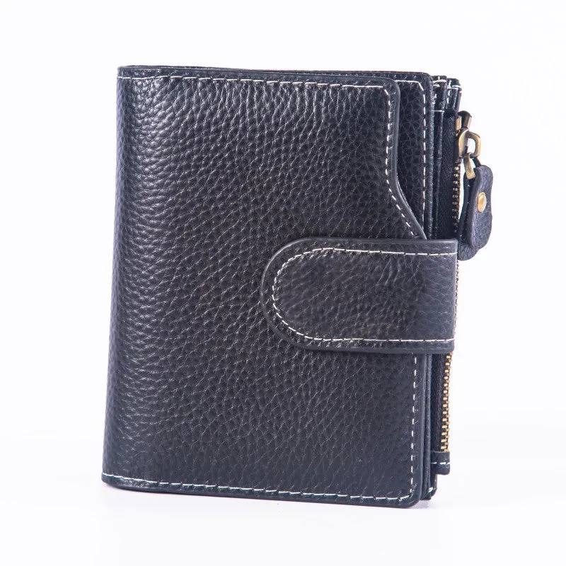 New Hot Sale Women's Leather Wallet Short HOTan and NEWn Oil Wax Cowhide Women's Multi-Functional Multi-Card-Slot Coin Purse