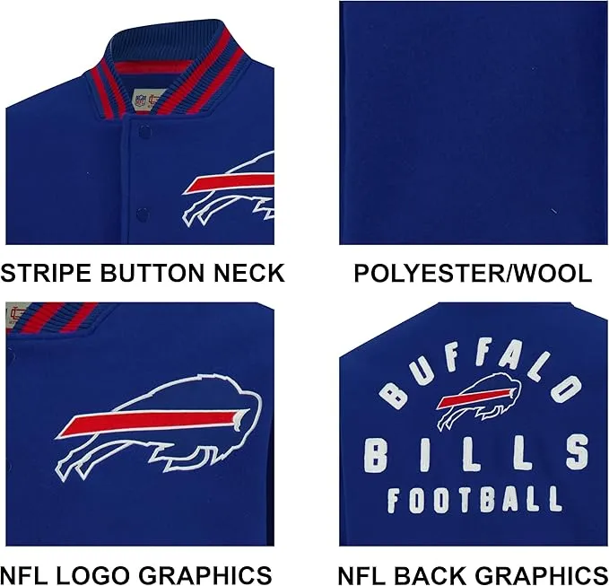 NFL Official Adults Classic Varsity Coaches Jacket Coat - Unisex|Buffalo Bills