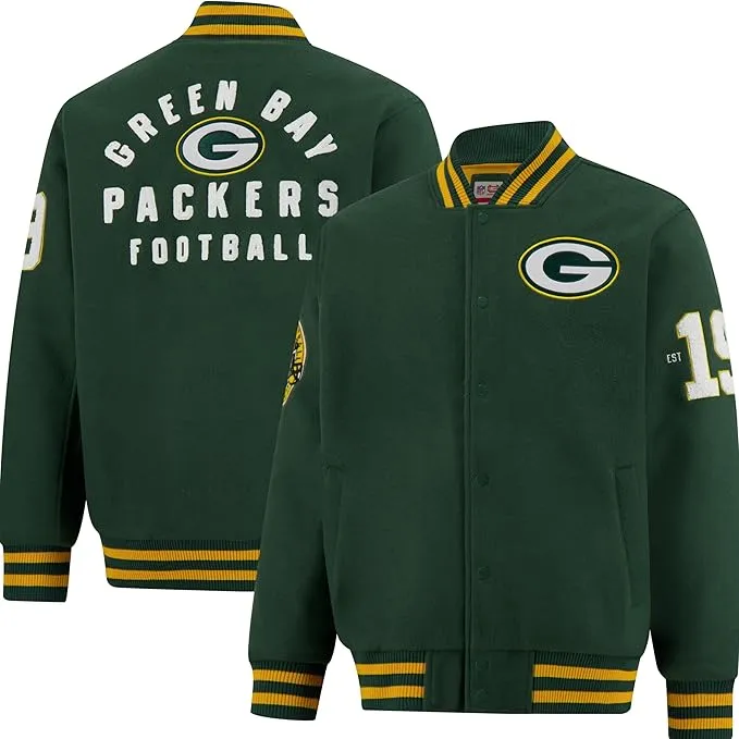 NFL Official Adults Classic Varsity Coaches Jacket Coat - Unisex|Green Bay Packers