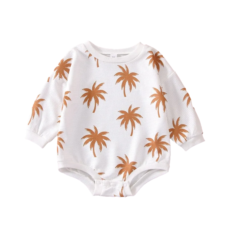 Palms Blanca - Palm Tree Cotton Sweatshirt Unisex Romper