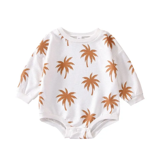 Palms Blanca - Palm Tree Cotton Sweatshirt Unisex Romper