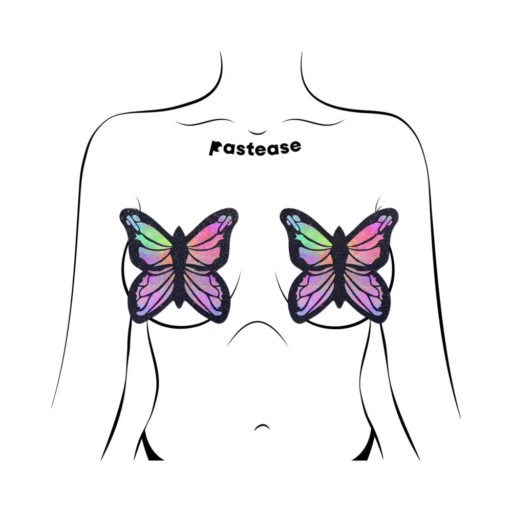 Pastease Butterfly Rainbow Twinkle Velvet Full Breast Covers Support Tape