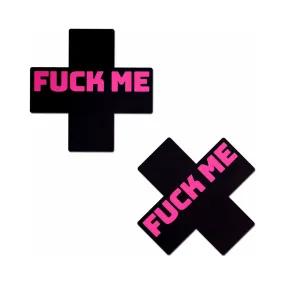 Pastease Fuck Me Crosses Pasties Black/Pink