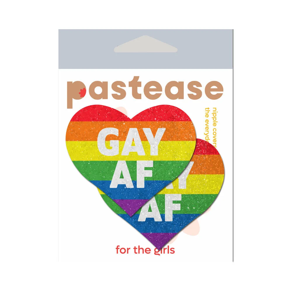 Pastease Glitter 'Gay AF' Heart Pasties Rainbow