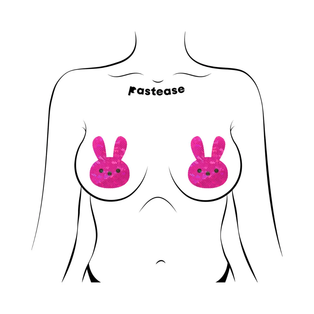 Pastease Glittery Pink Marshmallow Easter Bunny Nipple Pasties