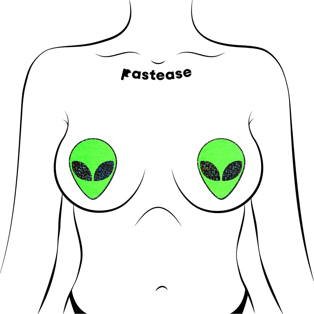 Pastease Glow-in-the-Dark Glitter Alien Pasties Green