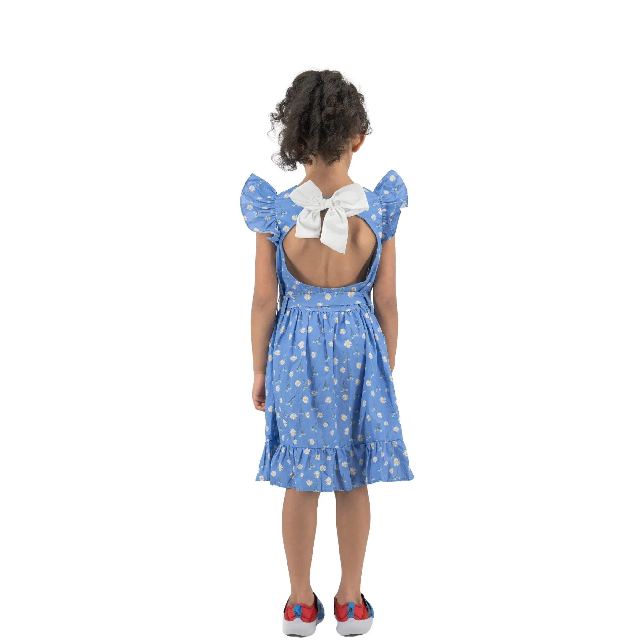 Petite Blossom Cotton Dress in Corn Flour Blue