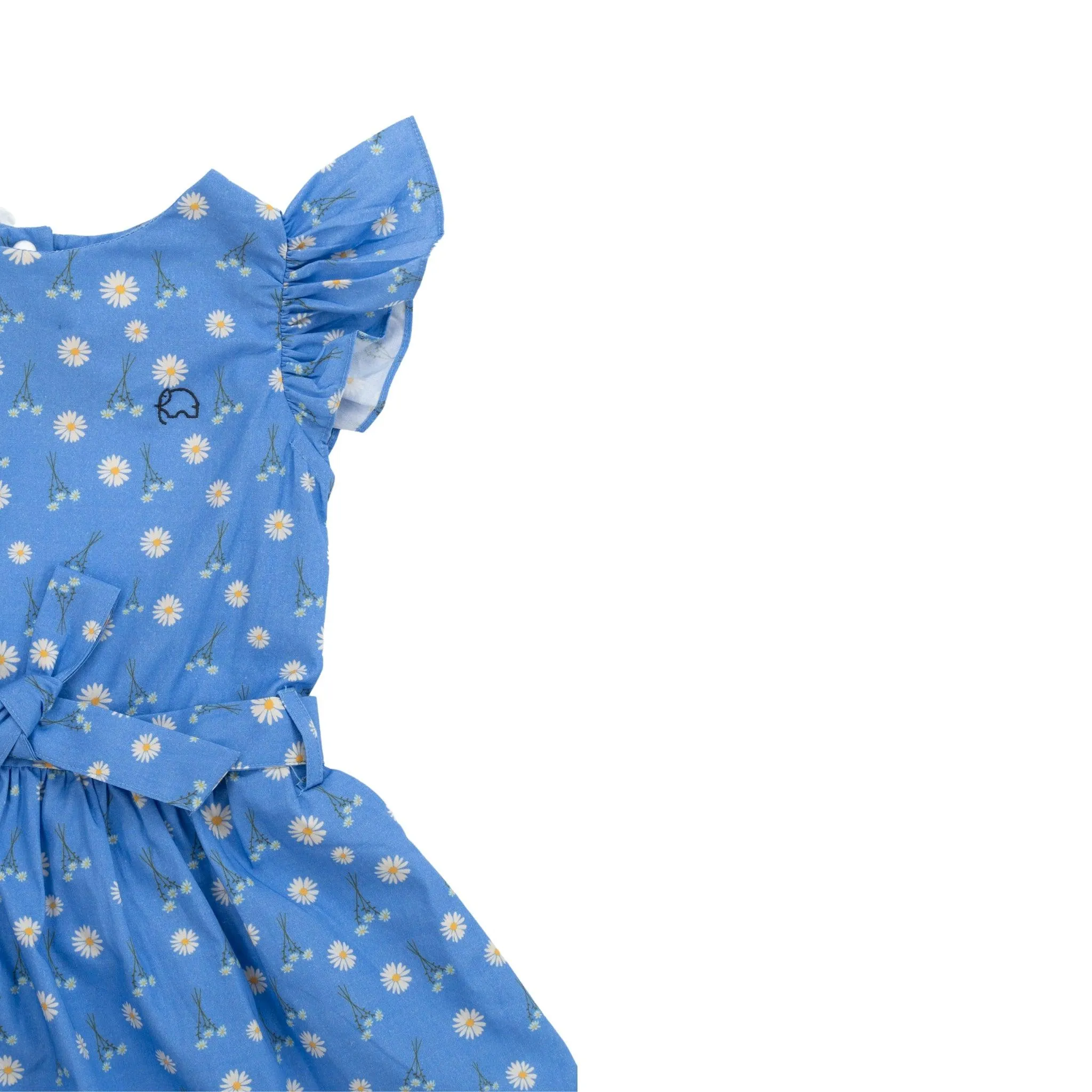 Petite Blossom Cotton Dress in Corn Flour Blue