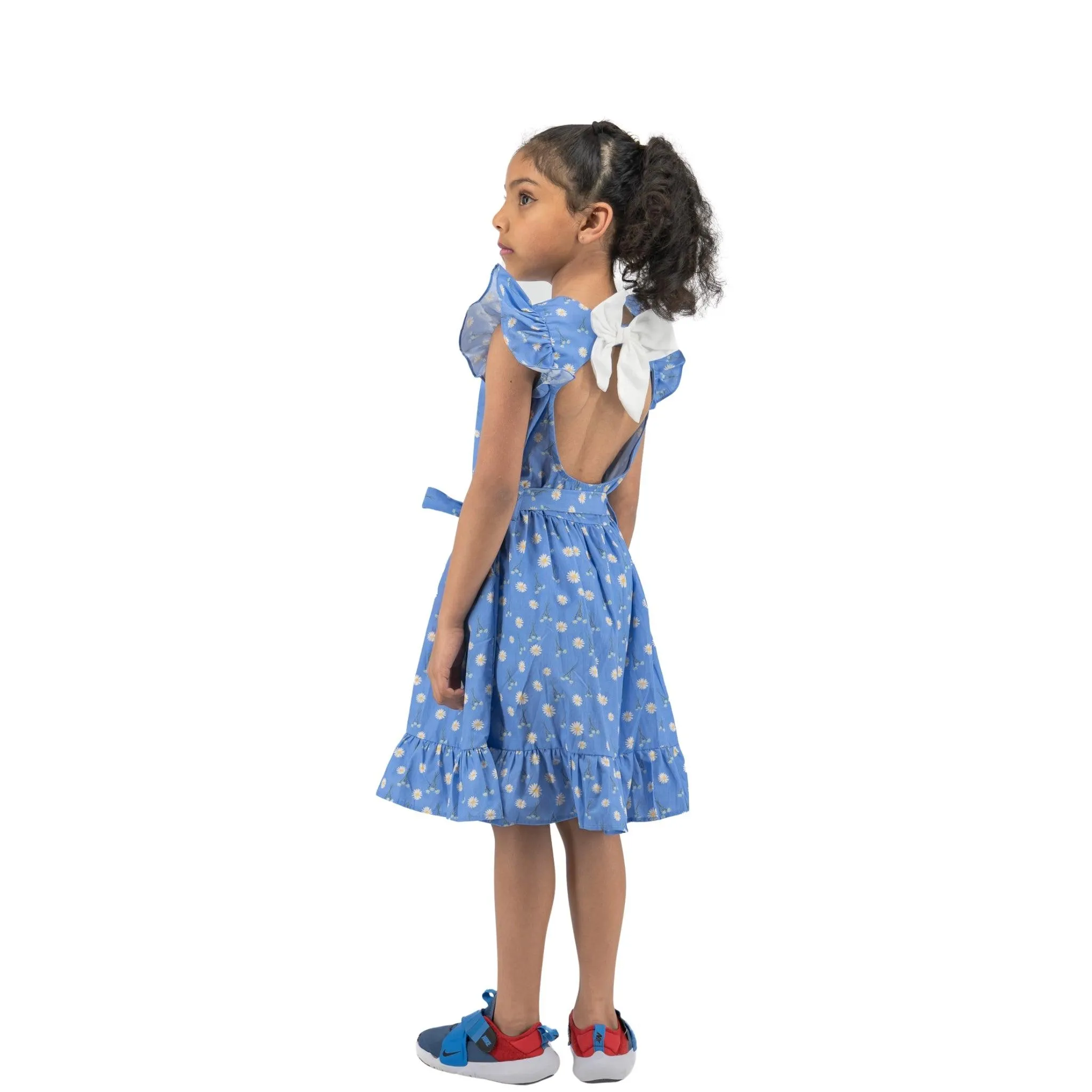 Petite Blossom Cotton Dress in Corn Flour Blue