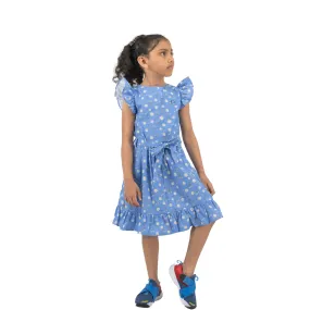 Petite Blossom Cotton Dress in Corn Flour Blue