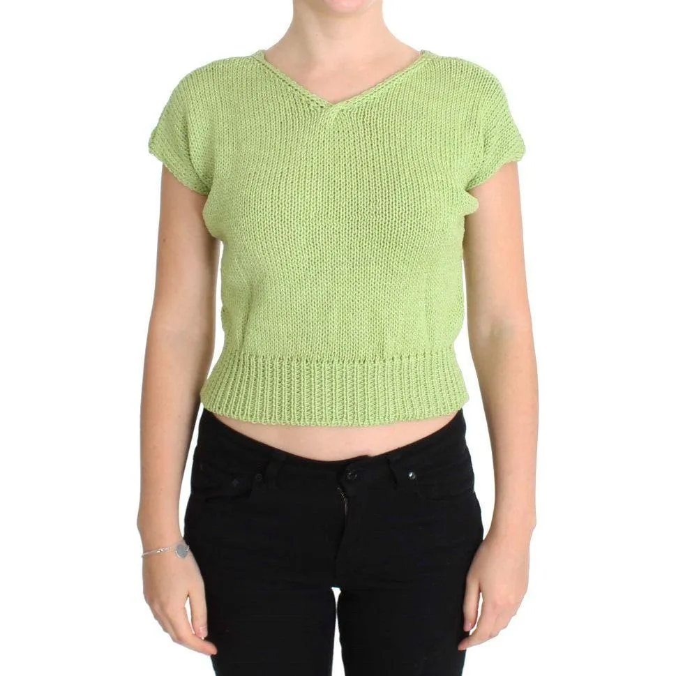 PINK MEMORIES Elegant Green Knitted Sleeveless Vest Sweater