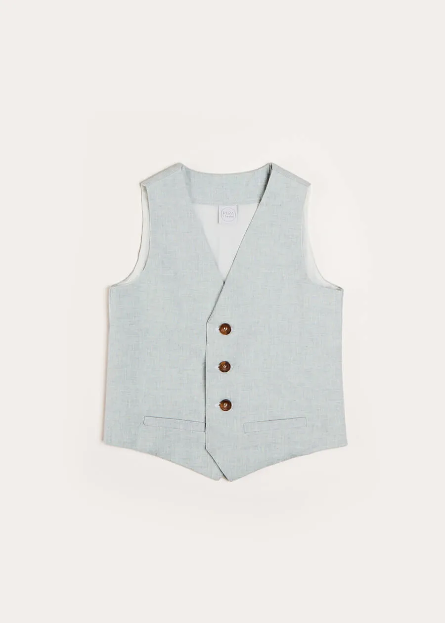 Plain Light Linen Vest in Blue (4-10yrs)