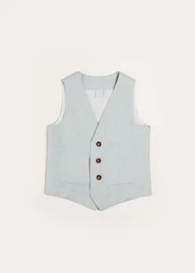 Plain Light Linen Vest in Blue (4-10yrs)